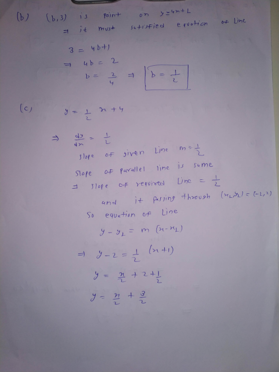 b (b,3 )s point Om y 니가 satisfied equation of Line must 3bH) ub 2 L 아 b = (c) 외커니 rr 회원 다 글 Slope of given Line line is Sume