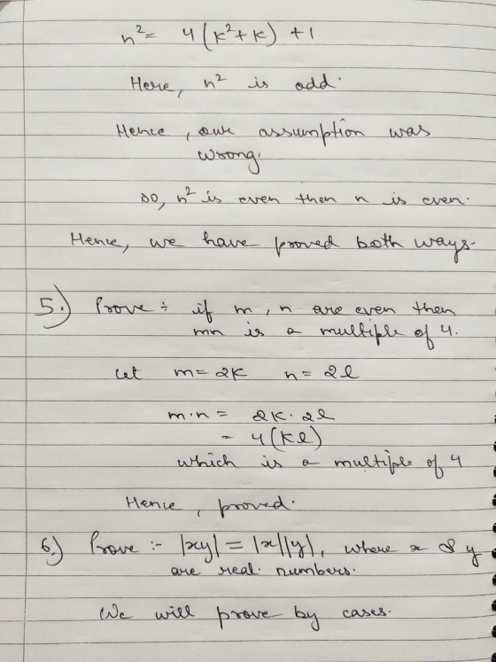 n²= 4(x²+k) + Here, n² n² is odd. Hence + our assumption was wrong. n is even so, n² is even then Hence, we have proved both