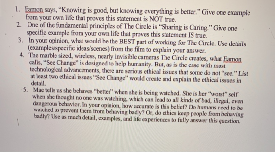 1. Eamon says, Knowing is good, but knowing everything is better. Give one example 2. One of the fundamental principles of