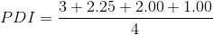 PDI=\frac{3+2.25+2.00+1.00}{4}