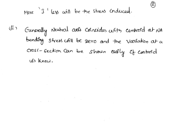 More jless will be the stress induced. Generally Neutral aris Coincides with bending stress cosill be zero and the cross-se
