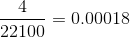 \frac{4}{22100}=0.00018