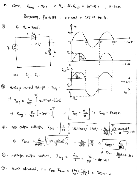 * Given, Viims = 120 V » Vm = 5a Vams 169.71 V R2102 frequency, f= 60 Hz wa atif - 376.99 hadls. Vs Vs - Vm = sinut Va 37 swt
