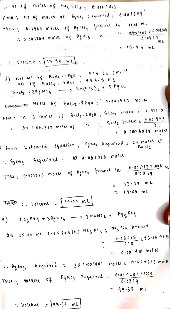 No of moles of Nag 0901: Ovono 1013 Henu ; no of moles of Mignon loquired, 0.001201 Thus, Diogon moles of Manon friend in 10