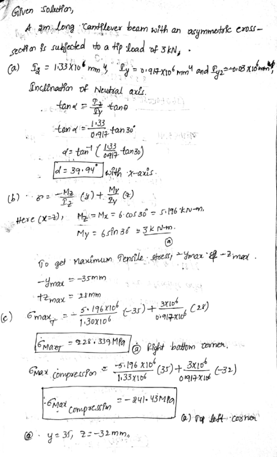 Given Soltron lever beam with an arymmetsic eot- 012 tani m. c) ma 130106 228339 Mfa C-32) L33Ylot 6Mat