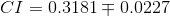CI=0.3181\mp 0.0227