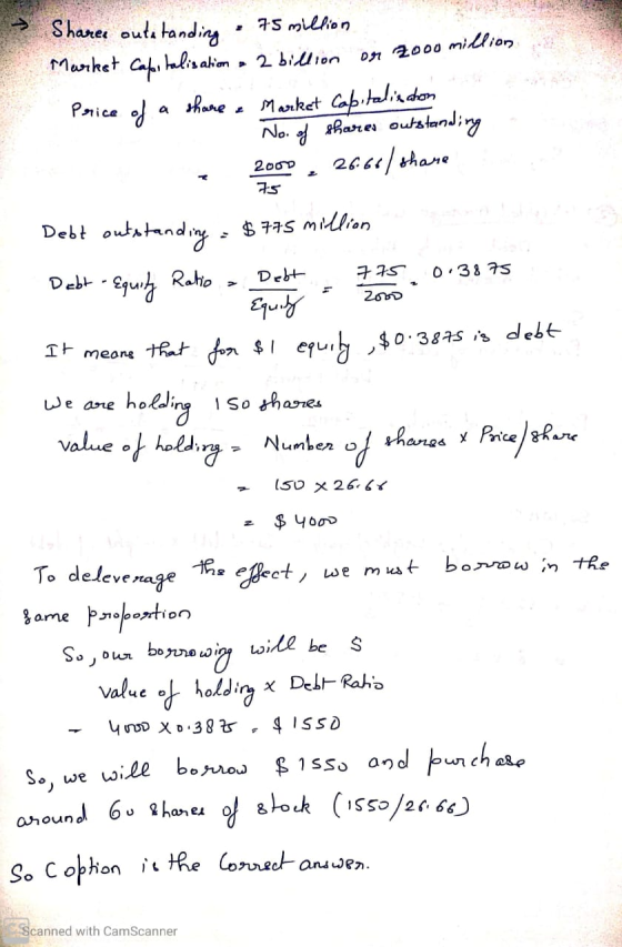 75 Sharee outstanding - 75 million Market Caps talisation » 2 billion on 2000 million Porice of a thane e Market Cabitalisato