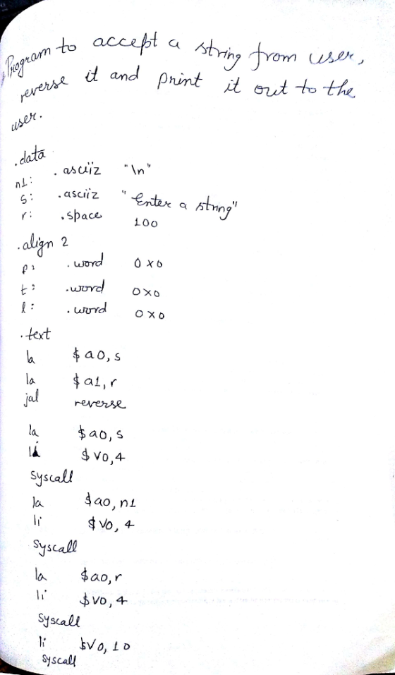 rom to accept d andPrint i out to the nl .SDace 10o twvrd uwurd text aO, s al,r ao,s Syscall ao ni Vo.4- ao,r Syscall Syscal