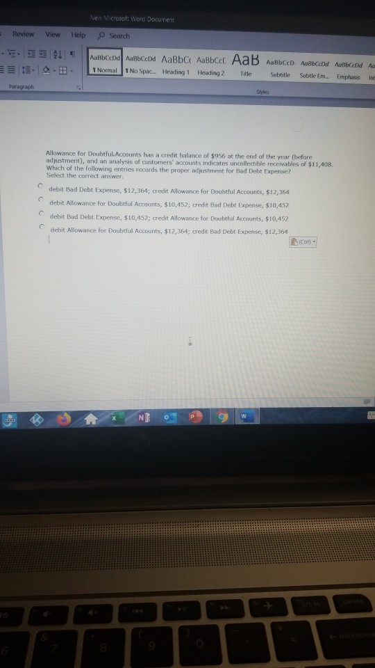 New Microsoft Word Document Review View Help Search 1 Aabend AaBbcd AaBb 1 Normal | No Spac, Heading 1 AaBbce AaB AalbCD AaBb
