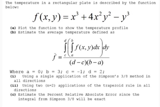 The temperature in a rectangular plate is describe