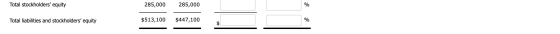 Total stockholders equity 285,000 285,000 Total liabilities and stockholders equity $513,100 $447,100