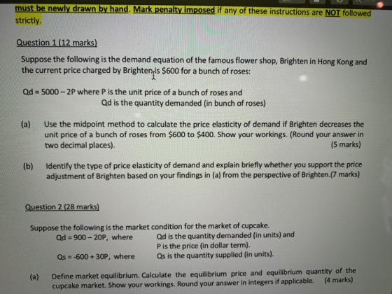 must be newly drawn by hand. Mark penalty imposed if any of these instructions are NOT followed strictly. Question 1(12 marks