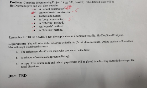 Problem: Complete Programming Project 1 (pg. 339, Savitch). The defined class will be HotDogStand.java and will also contain: