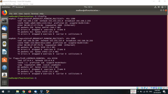 - X ubuntu18 [Running] - Oracle VM VirtualBox File Machine View Input Devices Help Activities Terminal - Thu 10:14 madhav@sif
