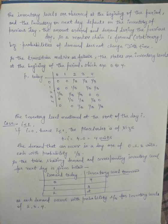 The inventory levels are observed at the begining of the period. and the inventory on next day defents on the inventory of pr