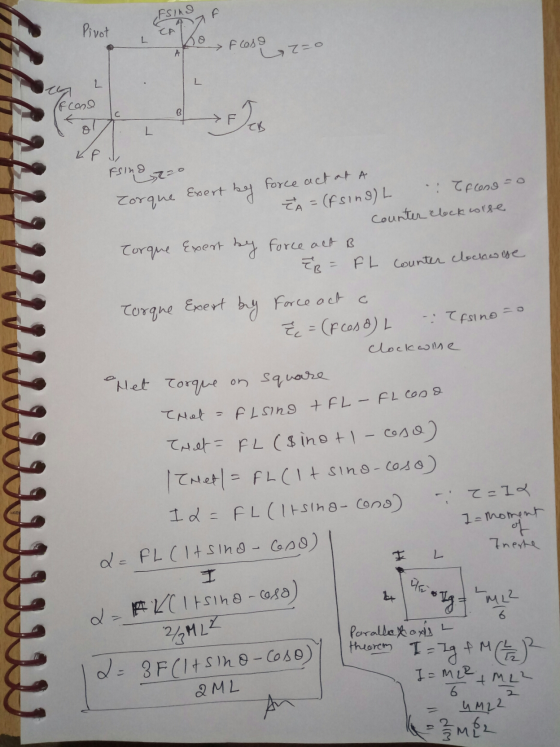 Csing Pivot L • Flos =o TO Fcond AL Free LEJ Fsindo V V V V VVUU Torque exert by force act as a TA= (fsing)L .: Efless=0 e co