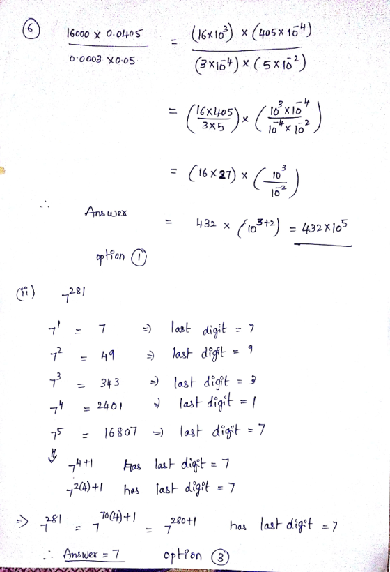 3x164) x (5x1。2) 3X5 ion (I 28] last digit = 7 2. = 343 ,) last digit Answer =