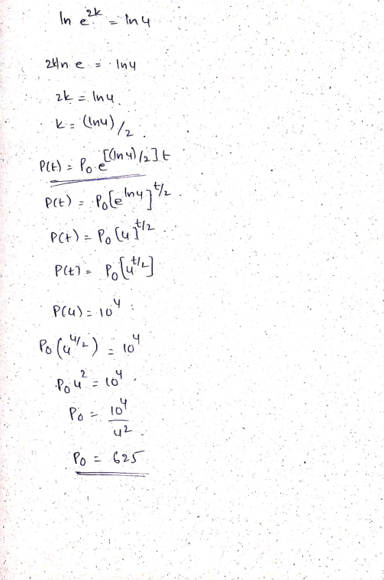 in 2k iny akne lny 2k = lnu. K= (114)/2 PLE) = Poe [(n)/2]t th Pct) =:Pole iny] PCD) = Po (4 1412 Plt). Put P(u) = 10 lol Poi