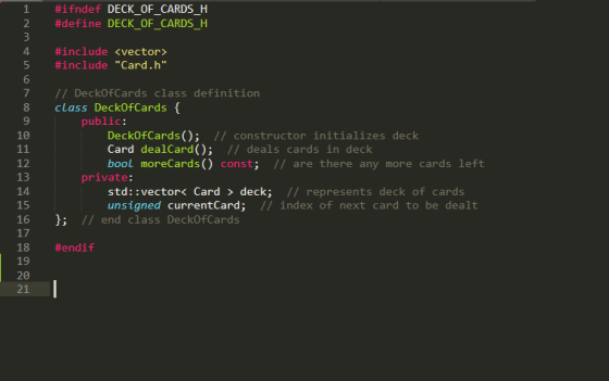 #ifndef DECK_OF_CARDS_H #define DECK_OF_CARDS_H #include <vector> #include Card.h // DeckOfCards class definition class Dec