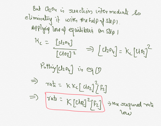 But Chou is reactions intermediate so eliminating it with the help of step). Applying low af equilibria on Step ka [ulzou] [1
