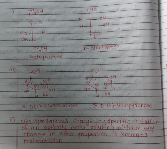 COH CHO Daldorehase ketopentose bas एर् B-D- Glucopyanse X-DA-GUCOPYanase he spontaneaus change in specific rotatias of an ap