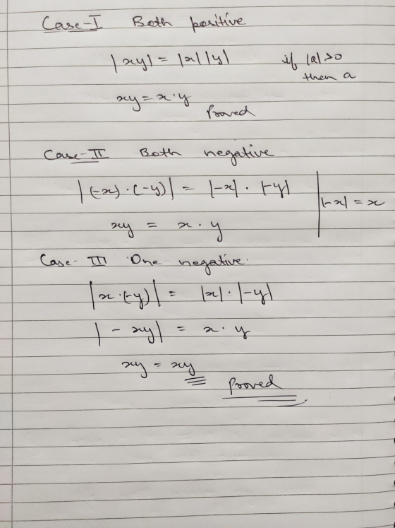 Case- Both positive | ги) = 1 ч а) (@| >ə then a = х 4 Proved Cause I -> Case THI Both negative Те») - (-4)| - - - - - х. ) O