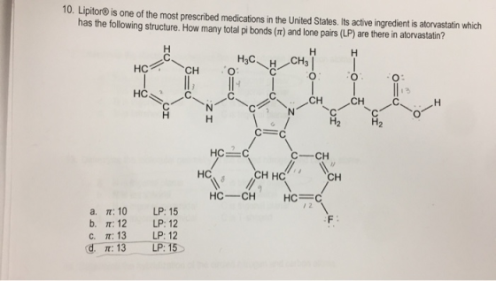 10. Lipitor is one of the most prescribed medications in the United States. Its active ingredient is atorvastatin which has t
