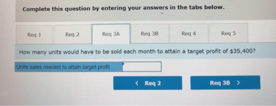 Complete this question by entering your answers in the tabs below. Reg 1 Req 2 Req ЗА Req 3B Req 4 Req 5 How many units would