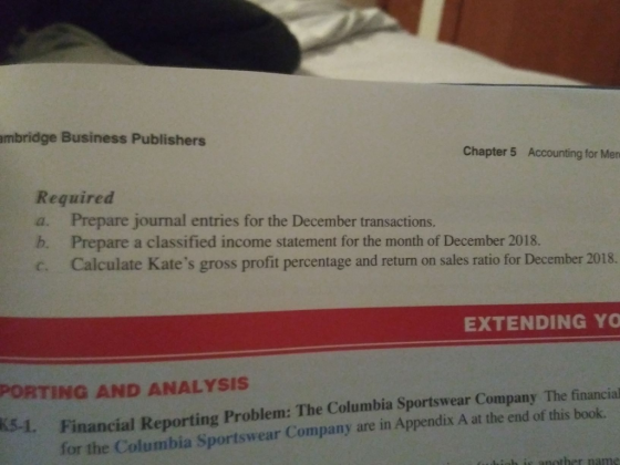 ambridge Business Publishers Chapter 5 Accounting for Mer Required a. Prepare journal entries for the December transactions.
