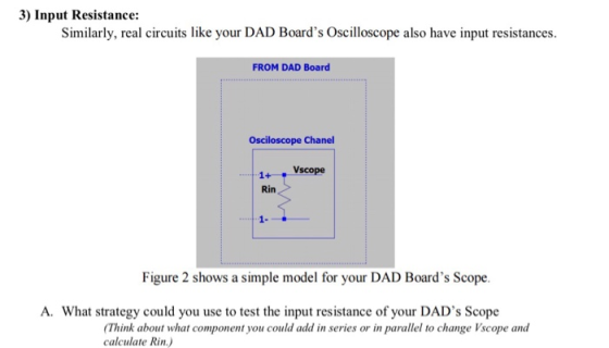 3) Input Resistance: Similarly, real circuits like your DAD Boards Oscilloscope also have input resistances. FROM DAD Board