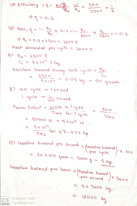 (a) Efficiency =n= 500 1 ) 3/05 TH H 25ou > n = 0-2 b) Also, ME I-9c -0-2-1- SH ge = 1-0-2 2500 2500 2000 I → Ic=0.8 x 2500 H