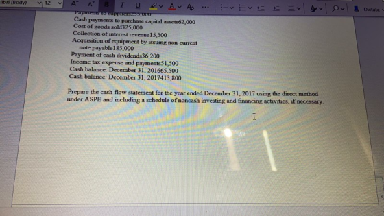 Inbri (Body) 12 ... Ev Eve Ev Avl owl A A BIU A A Payments to suppetsz 000 Cash payments to purchase capital assets62.000 Cos