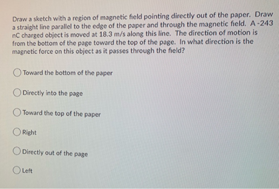 Draw a sketch with a region of magnetic field pointing directly out of the paper. Draw a straight line parallel to the edge o