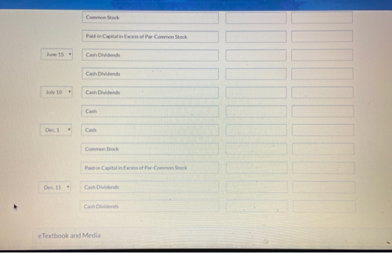 Common Stock Paid-in Capital in Excess of Par-Common Stock June 15 Cash Dividends Cash Dividends Cash Dividends July 10 Cash