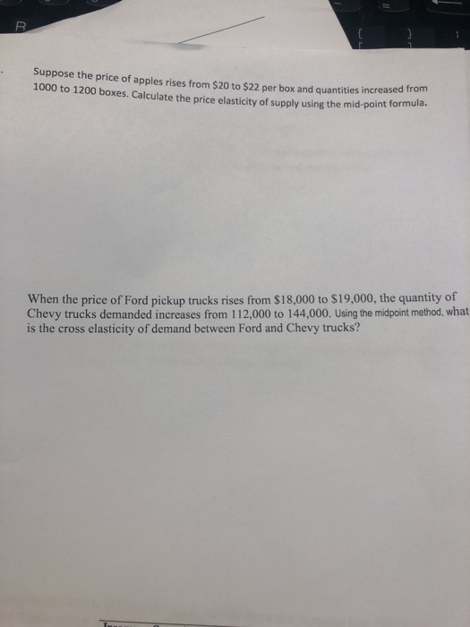 Suppose the price of apples rises from $20 t the price of apples rises from $20 to $22 per box and quantities increased from