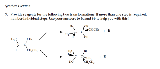 Synthesis version: 7. Provide reagents for the following two transformations. If more than one step is required, number indiv