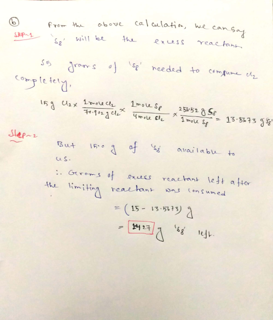 from the above calculation we cansaf Stepay a will be the encess reactant so grams of se needed to compume el completely 15