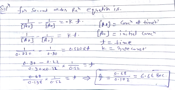 So Second oldes IS, for second oh des Rich equation is. SAT - SA zokt (oo= Conch at timet ma KA. Ao ) = initial conch t = ti