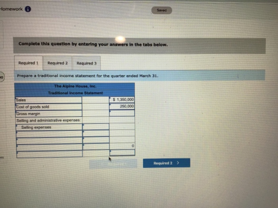 Homework i Saved Complete this question by entering your answers in the tabs below. Required 1 Required 2 Required 3 Prepare