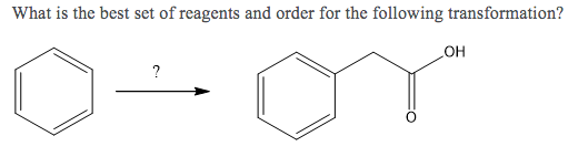 What is the best set of reagents and order for the following transformation? OH ?
