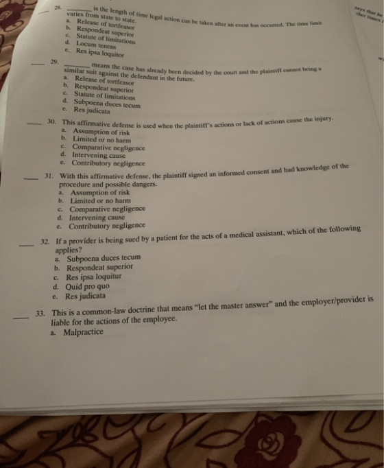 is the length of time legal action can be taken after an even varics from state to state. a. Release of tortfeasor b. Respond