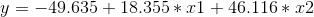 y=-49.635+18.355*x1+46.116*x2