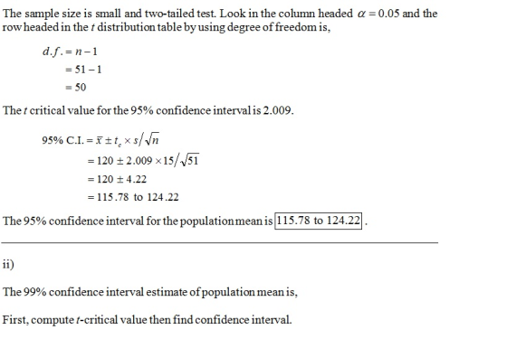 The sample size is small and two-tailed test. Look in the column headed α-005 and the row headed in the t distribution table