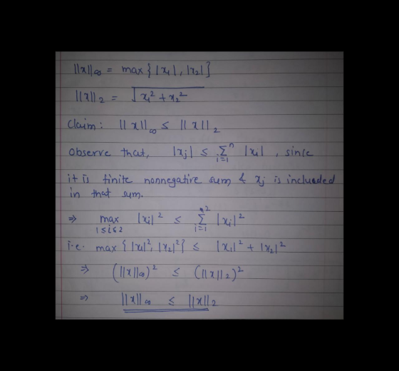 llalla = max { 1 x 1, 1221] Hallo = 1242 +2632 Claim: llallos llall, observe that, la; ls .I lail , since it is finite nonneg