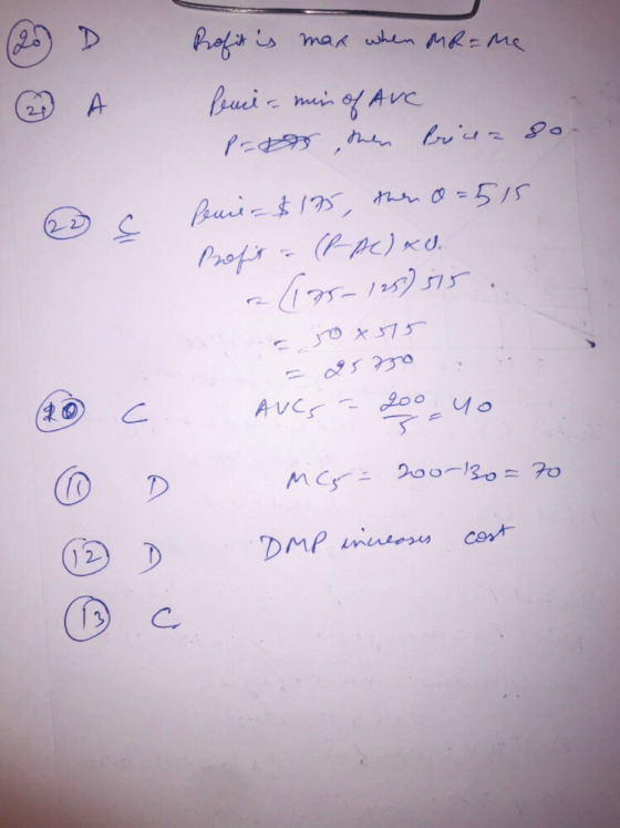 Rrofit is max when MR-me D C benie - min of Ave Prs , then bricz 80. Penie_$185, then 0=515 Profit - (P-AC) x 0. (195–195)575