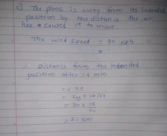 c] The plane is awar fom its inteaded positim has a caused i 1 he airr to move The aind Speed 2 pistance tom the inden ded position after 14 min 10 1千 ~ 15