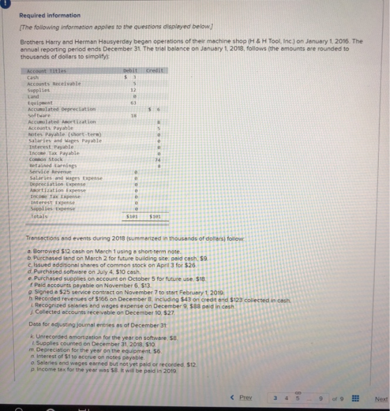 Required information The following informetion applies to the questions displayed below Brothers Harry and Herman Hausyerday