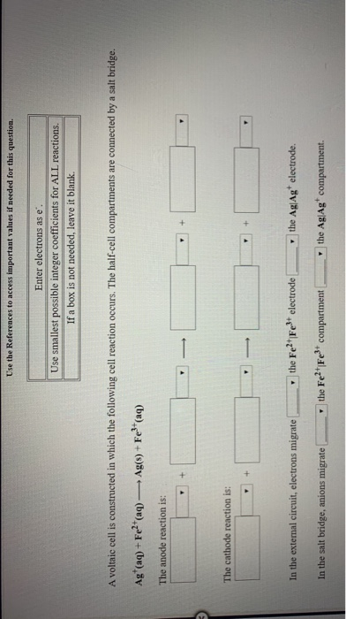 Use the References to access important values if needed for this question. Enter electrons as e Use smallest possible integer