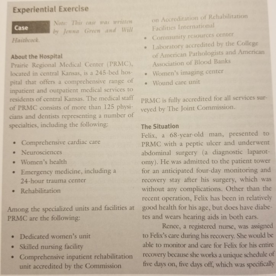Experiential Exercise on Accreditation of Rehabilitation Facilities International Note: is case was written by Jenna Green an