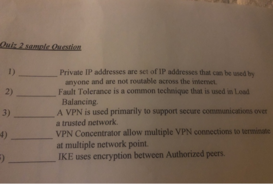 Ouir 2 sample Question 1) 2) 3) Private IP addresses are set of IP addresses that can be used by anyone and are not routable